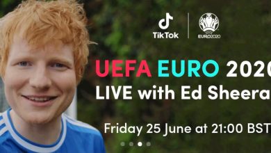 صورة النجم العالمي ED SHEERAN في عرض خاص على  تيك توك خلال 2020 UEFA EURO