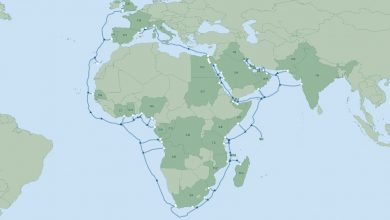 صورة مد الكابل البحري 2Africa إلى الخليج العربي والهند وباكستان