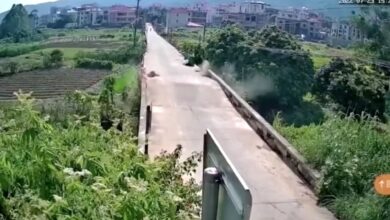 انشطر-لنصفين.-كاميرا-ترصد-لحظة-تصدع-جسر-في-الصين-“بسبب-الحرارة”