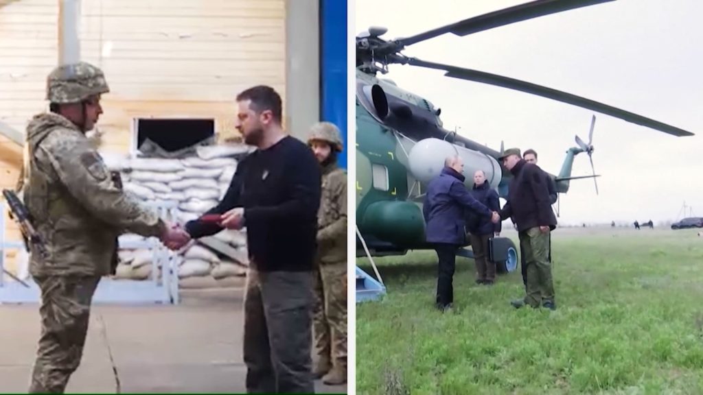 لإثبات-أيهما-“أكثر-جرأة”.-بوتين-وزيلينسكي-يزوران-قواتهما-في-نفس-اليوم-بأماكن-محتلة-ومدمرة